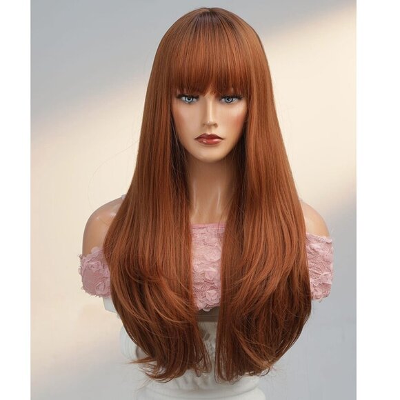 26 in Orange Wavy layered Wig - Picture 1 of 10